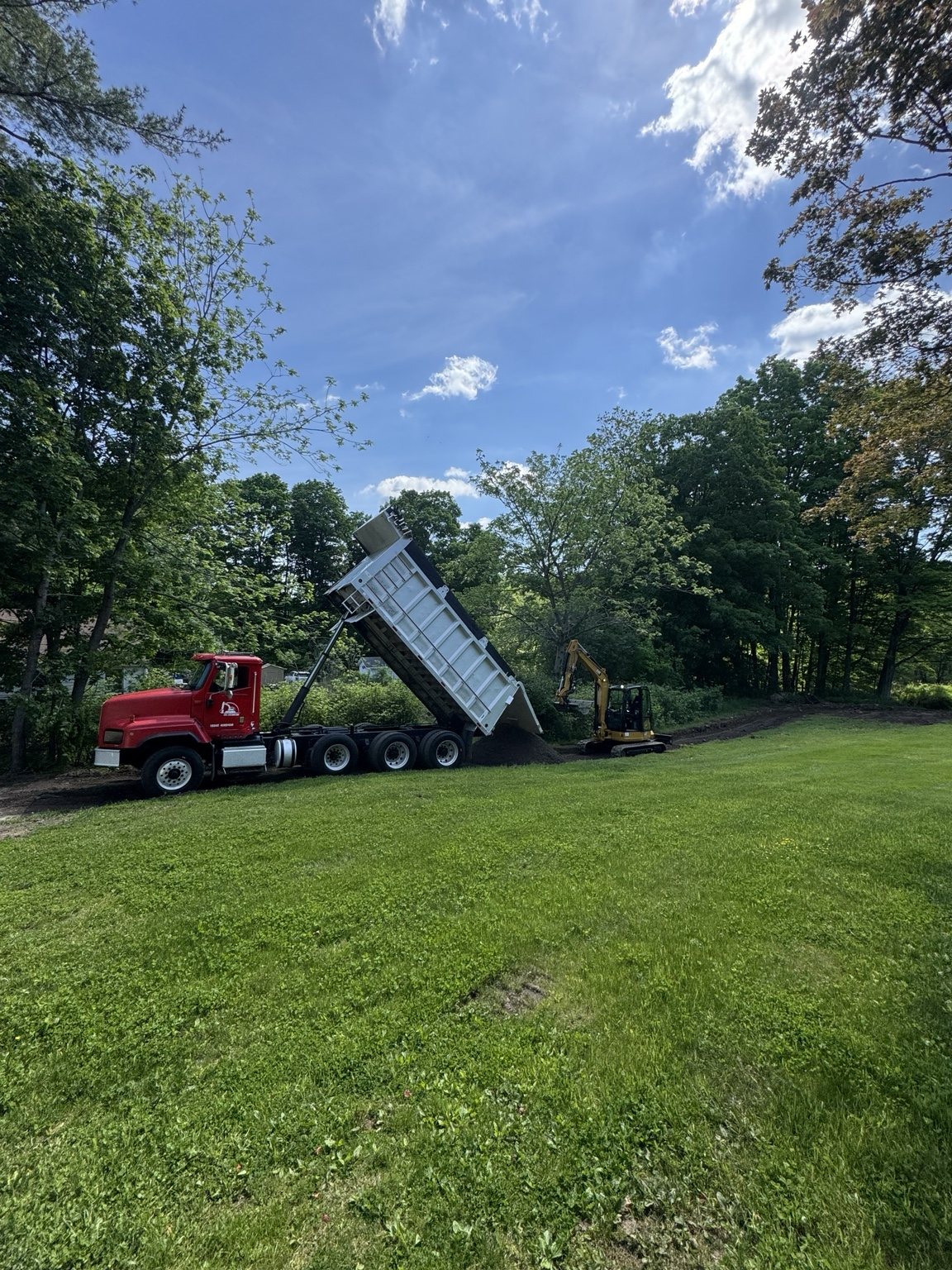 Material placement during a yard expansion project